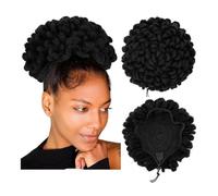 Afro Puff Cordón Coleta Pelo Sintético Clip en el Cabello Extension Dreadlock para Mujeres Negras Curly Updo Locs Faux Locs Bun Ponytail Extension (Grande 1B)