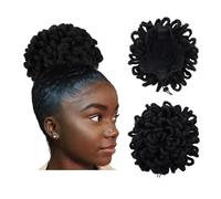 Afro Puff Cordón Coleta Pelo Sintético Clip en el Cabello Extension Dreadlock para Mujeres Negras Curly Updo Locs Faux Locs Bun Ponytail Extension (Samll 1B)