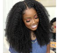 Afro Wig V Part Kinky Curly Wigs for Black Women No Leave Out Clip in Half Wig Synthetic Braided Hair Texture with Unique Bouncy Curls in the End Soft Curly V Part Wigs for Women