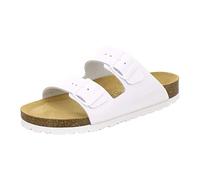 AFS-Schuhe 2100 - Chanclas cómodas para mujer de piel auténtica, prácticas zapatillas de trabajo, zapatillas de estar por casa, hechas a mano en Alemania, color Blanco, talla 42 EU