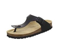 AFS-Schuhe 2107, sandalia moderna para mujer, de piel, cómodas pantuflas con plantilla fabricadas en Alemania, Negro Cuero Liso, 37 EU