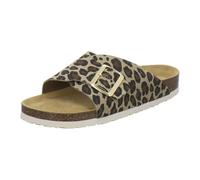 AFS-Schuhe 2150 Sandalias de mujer de piel auténtica, sandalias de verano con hebilla grande, hechas a mano en Alemania, Leo Beige, 43 EU