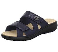 AFS-Schuhe 2808 - Pantuflas cómodas para mujer de cuero, zapatillas de trabajo prácticas con plantilla intercambiable, zapatillas de estar por casa cómodas, azul marino, 42 EU