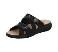 AFS-Schuhe 2808 - Pantuflas cómodas para mujer de cuero, zapatillas de trabajo prácticas con plantilla intercambiable, cómodas zapatillas de estar por casa, Negro , 41 EU