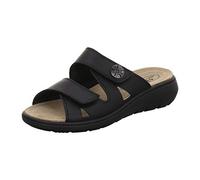 AFS-Schuhe 2808 Pantuflas cómodas para mujer de piel, prácticas zapatillas de trabajo con plantilla intercambiable, Negro Cuero Liso, 40 EU
