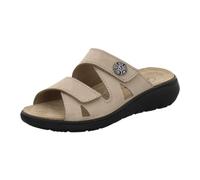 AFS-Schuhe 2808 Pantuflas cómodas para mujer de piel, prácticas zapatillas de trabajo con plantilla intercambiable, Nubuck de arena, 36 EU