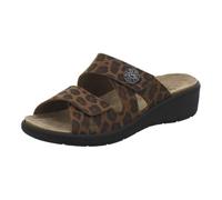 AFS-Schuhe 2808 Pantuflas cómodas para mujer de piel, prácticas zapatillas de trabajo con plantilla intercambiable, Leo Marrón, 38 EU