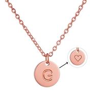 AFSTALR Collar Inicial Mujer Oro Colgante Letras Nombre Personalizado Corazón Tallado Regalo de Cumpleaños para Mamá y Abuela e Hija (1 cm de diámetro)