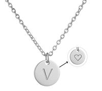 AFSTALR Collar Inicial Mujer Oro Colgante Letras Nombre Personalizado Corazón Tallado Regalo de Cumpleaños para Mamá y Abuela e Hija (1 cm de diámetro)