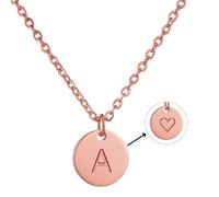 AFSTALR Collar Inicial Mujer Oro Rosa Colgante Letra A Personalizado Corazón Regalo de Cumpleaños para Mamá y Abuela e hija