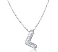 AFSTALR Collar para mujer con letras burbuja en oro/plata, tipo balón, con colgante inicial, joyería de burbuja, 45+5cm, 45-50 cm, Acero inoxidable