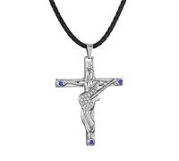 AFSTALR Johnny Hallyday - Collar para mujer y hombre, plata, colgante de cruz y guitarra, de acero inoxidable, regalo de recuerdo fan- JH Signature Design…, Acero inoxidable, Sin piedra