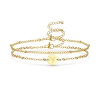 AFSTALR Pulsera con letras para mujer, oro y plata, con grabado de oblea, iniciales de la A a la Z, letras, pulseras personalizadas, joyas de oro, regalo para mujeres, Acero inoxidable