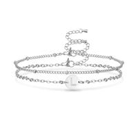 AFSTALR Pulsera con letras para mujer, oro y plata, con grabado de oblea, iniciales de la A a la Z, letras, pulseras personalizadas, joyas de oro, regalo para mujeres, Acero inoxidable