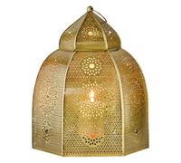 Aftal farol portavelas 30 cm de metal y vidrio, vintage, oriental | Aftal: farol oriental de metal y vidrio para el salón, balcón y jardín; decoración luminosa para el Ramadán y todo el año.