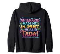 After God Made Me In 1987 He Said Tada Fiesta de cumpleaños para Mujer Sudadera con Capucha