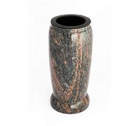 Afterglow Elegante jarrón para sepultura de granito Geis Barap Halmstad, altura 20 cm/diámetro 10 cm, resistente a la intemperie y a las heladas, jarrón de granito con inserto de plástico