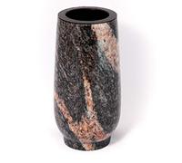 Afterglow Elegante jarrón para tumba clásico de granito auténtico del Himalaya, altura 20 cmØ 10 cm, decoración para tumbas resistente a las heladas, jarrón de granito con inserto de plástico