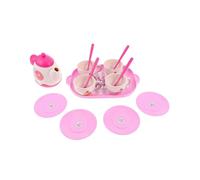 Afternoon Tea Set for Kids 1 Set Plastic Tea Party Set for Little Girls Indoor Play Outdoor Play Pink Material