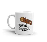 Afterprints Taza de café y té de cerámica divertida de 325 ml con texto en inglés ""They See Me Rollin Trunk Clash Royale""