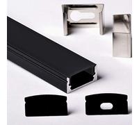 Aftertech® Black Series 3 m 1708N 17 x 8 mm Perfil de aluminio para tiras LED Barra rígida 3 metros + cubierta negra