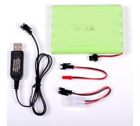 AFTERTECH Paquete de batería Ni-MH 12 V 2400 mAh 102 x 74 x 15 mm con Cable de Carga USB y Conector SM 2P KET JST E3D3