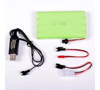 AFTERTECH Paquete de batería Ni-MH 9,6 V 2400 mAh 102 x 59 x 15 mm con Cable de Carga USB y Conector SM 2P KET JST E3D1