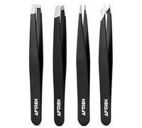 AFTREN Pinzas de Depilar de Cejas, Aftren 5 Packs Pinzas de Precisión Acero Inoxidable Profesional para Depilación de Cejas, Herramienta de Belleza Diaria para Mujeres y Hombres (Negra)