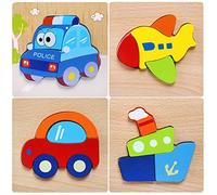 Afufu Juguetes Bebes, Puzzles de Madera, Juguetes Montessori Educativos para Bebé, Rompecabezas niños Juegos 1 año 2 3 4 5 6 años, Dibujo de Auto Colorido con Placa, Regalo de cumpleaños, Navidad