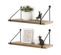Afuly Estanteria Pared Madera Metalica Habitacion Baño Cocina Negra Estanterias de Pared Moderno Rústico Juego de 2 Piezas
