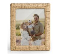 Afuly Marco de imagen 20x25 cm Boho Marco de fotos Madera Beige Hecho a mano Papel Cable Mesa Muro Deco Salón Regalo de boda Cumpleaños Mudanza para Mama Pareja Familia