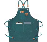 AFUN Delantales de cocina para hombres y mujeres, con bolsillos grandes, delantal de trabajo de lino de algodón con espalda cruzada, resistente, ajustable, talla M-XXL