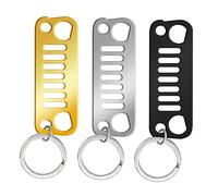AFUNTA 3 piezas llavero de parrilla delantera para Driver Llaves de coche, rejilla de metal llavero lindo para hombres mujeres niños novio, para Wrangler CJ, JK, TJ, YJ, XJLovers entusiastas