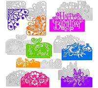 AFUNTA 8 juegos de troqueles para hacer tarjetas, troquelados de metal de cumpleaños, diseño de flores,plantillas de estampado para álbumes de recortes, decoración de álbumes de recortes, tarjetas
