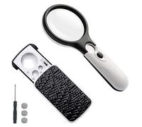 AFUNTA - Lupa de joyería con luz LED, 30X, 60X, 90X, Lupa de Bolsillo para Piedras, Sellos, Monedas, Relojes, Hobby, antigüedades, Modelos, Fotos, Color Blanco y Negro