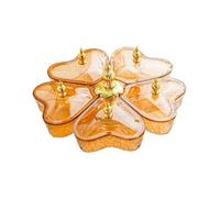 AFXGUSD Bandeja de frutas dividida, recipiente giratorio de 360 grados con tapa y asa, 5 compartimentos, cuencos extraíbles, adecuado para el hogar, corazón marrón