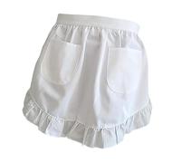 AFXGUSD Delantal de Media Cintura con Bolsillos para Cocina Y Café, Blanco, tal como se describe