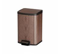 AFXGUSD Papelera Pedal Cubo Basura Doméstico Diseño Moderno Tapa Sellada Acero Inoxidable con Recipiente Doble Indicado para Baño Cocina Habitación Juvenil, Madera Vetada, 16L