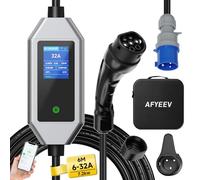 AFYEEV Cargador Coche Electrico [6M 7,2 kW 6-32 A] Cargador de Coche Electrico con Corriente Regulable 6/8/10/13/16/20/24/32A, Negro (IEC 62196-2)
