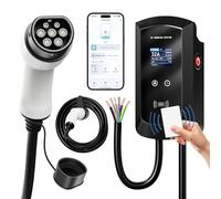 AFYEEV Cargador de vehículo eléctrico de 22kW, 5m EV cargador tipo 2, 3fases, 8-32a corriente conmutable, RFID, aplicación admite conexión WiFi