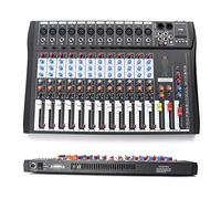 AFYH Mesas de Mezcla de Estudio, Mezclador de Audio Profesional Bluetooth de 12 Canales, Mesa mezcladora de DJ, Consola mezcladora de energía USB, Mezclador de Sonido estéreo de música
