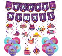 AFYHH Diwali Decoraciones Happy Diwali Banner Diwali Colgante Decoración de techo Festival de Luces Decoraciones de fiesta Deepavali Colgantes Remolinos Guirnalda India Pooja Puja Decoración de pared