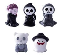 AFYRIANT Adornos en miniatura de Halloween, 5 figuras de fantasmas, juego de estatuas de fantasmas aterradores para la decoración de Halloween, micro paisaje para bricolaje
