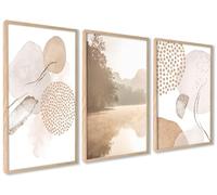 ag.art deco Laminas Decorativas Pared | Posters para Pared 60x80 cm | Decoración Mural para Salón y Dormitorio | Láminas para Enmarcar sin Marco | Set de 3 (Abstracto Marrón-Beige)