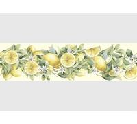 AG Design AWB 8448 Borde autoadhesivo, limones claros, decoración impermeable para paredes, muebles, papel pintado, revestimientos de paredes y puertas, película, ancho 500 cm x alto 13,8 cm