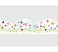 AG Design Borde adhesivo contorneado en forma de onda para habitación - Flores de verano Doodle, AWBD 8682 | Borde decorativo curvo impermeable para bebés y niños, niña y niño | Multicolor | 300 x