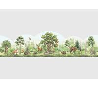 AG Design Cenefa autoadhesiva de pared con corte ondulado para niños - Bosque juguetón AWBD 8662 | Cenefa decorativa curvada impermeable para bebés y habitaciones infantiles | Multicolor | 300 x 13,5