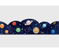 AG Design Cenefa autoadhesiva de pared con corte ondulado para niños - Planetas en el espacio, AWBD 8666 | Cenefa decorativa curvada impermeable para bebés y habitaciones infantiles | Multicolor | 300