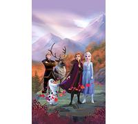 AG Design Elsa con Amigos en una Plataforma de montaña, Frozen 2, Disney, Cortinas para habitación Infantil, 1 Pieza, Multicolor, 140 x 245 cm