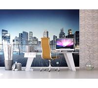 AG Design - Mural fotográfico para la Pared - No Tejido - Rascacielos Noche Horizonte - Papel Pintado fotográfico - Póster Gigante de Pared - 360 x 270 cm - 4 Partes - FTNXXL 2486